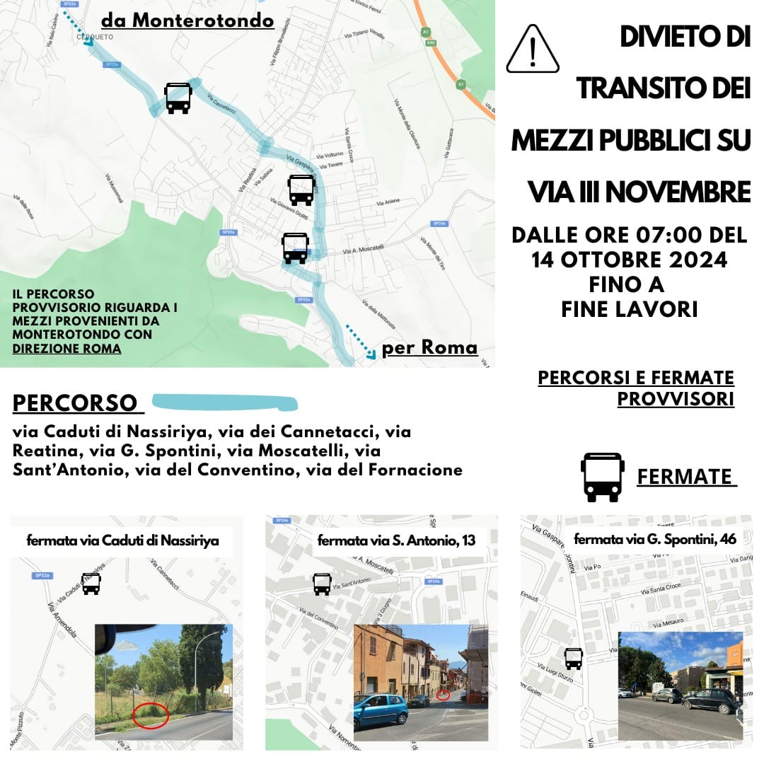 Nuovo itinerario trasporto locale e mezzi CO.TRA.L