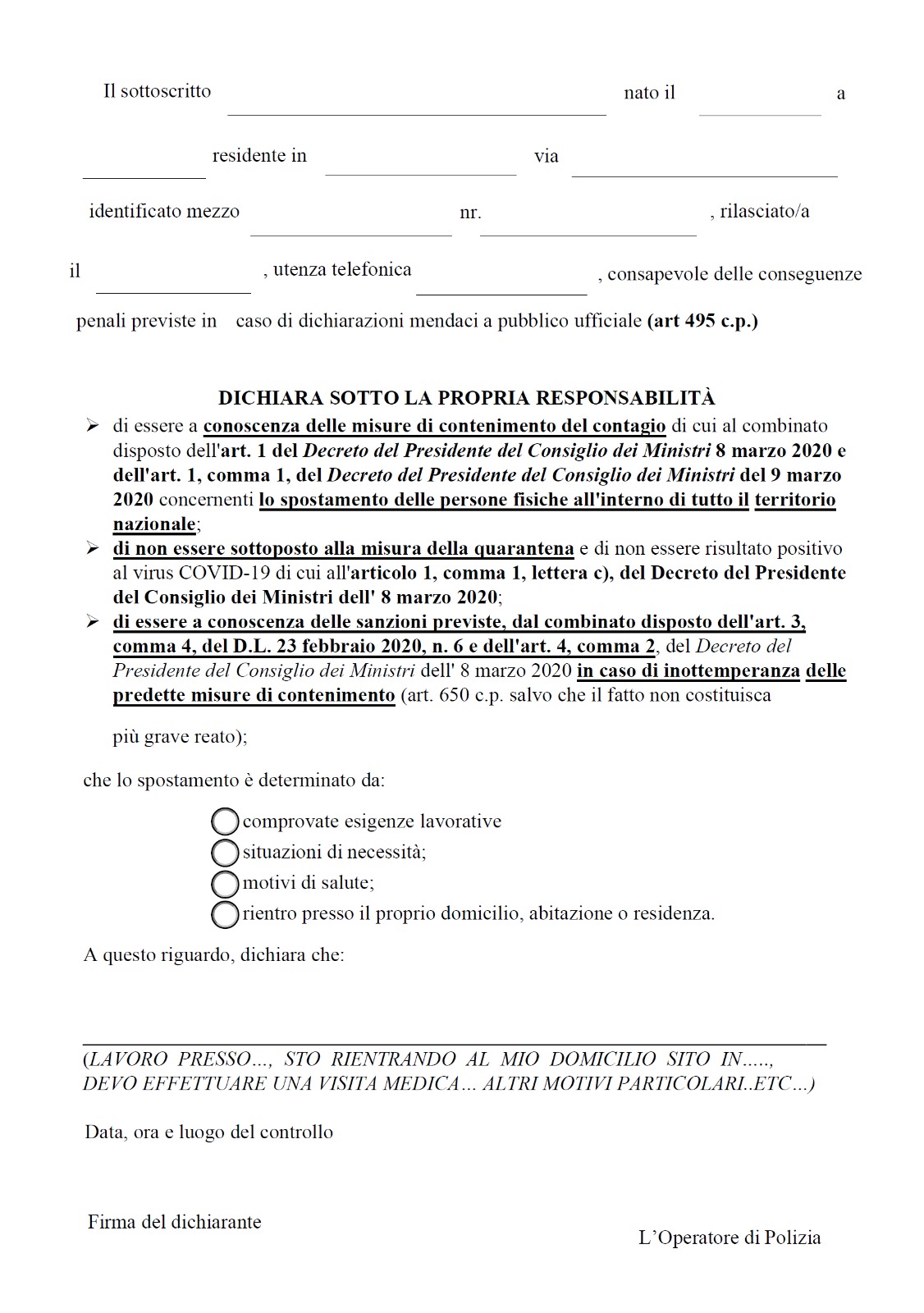 autodichairazione.