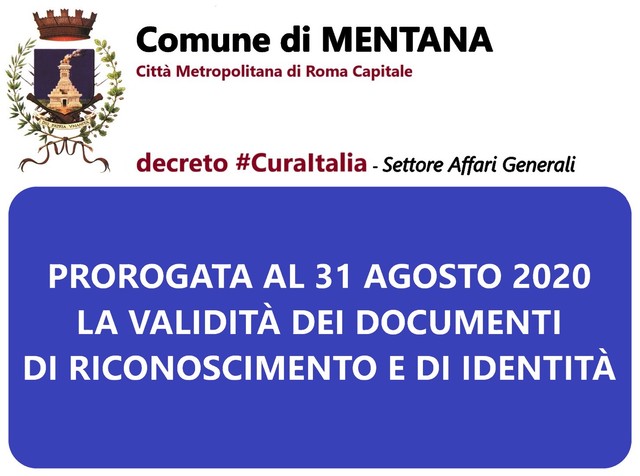Prorogata fino al 31 agosto 2020 la validità dei documenti di riconoscimento e di identità